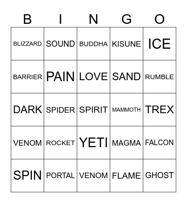 Blox Fruits fruits Bingo Card