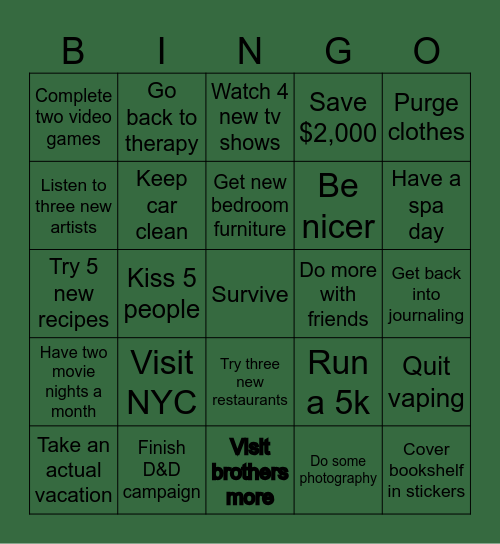 2025 Bingo Card