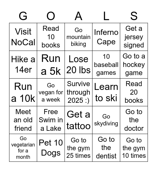 2025 Bingo Card