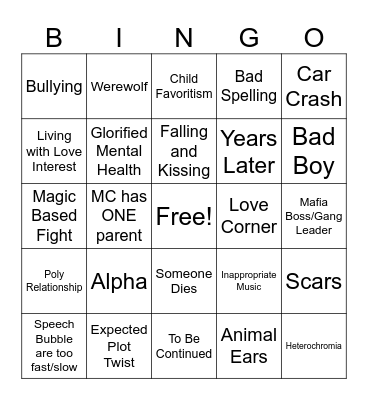 Gacha Life Tropes Bingo Card