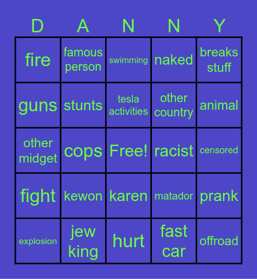 danny duncan Bingo Card