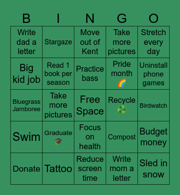 Ella's 2025 Bingo Card