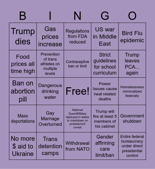 2025 Political Bingo Card