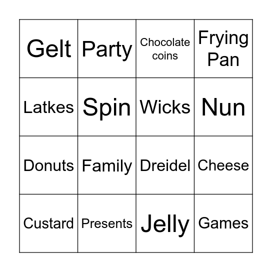 CHANUKA BINGO Card