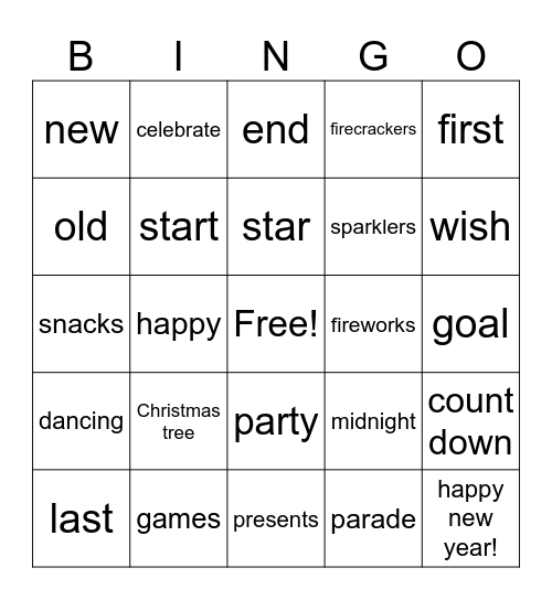 Holiday Bingo Card