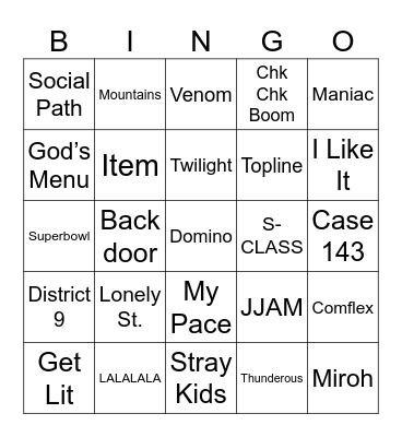 SKZ dominATE tour Bingo Card