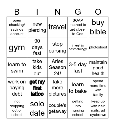 Makaela's 2025 B I N G O Bingo Card