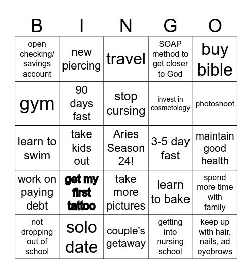 Makaela's 2025 B I N G O Bingo Card