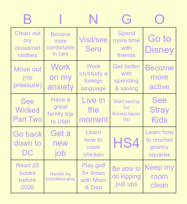 2025 Goals & Predictions Bingo Card