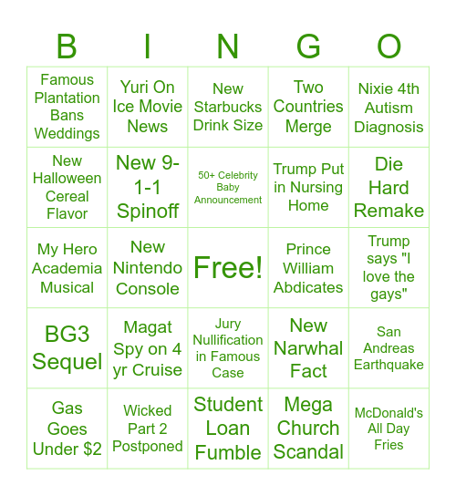 2025 Bingo Card