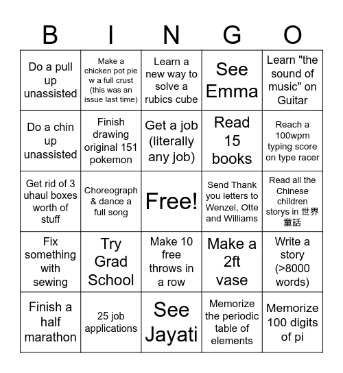 Untitled Bingo Card