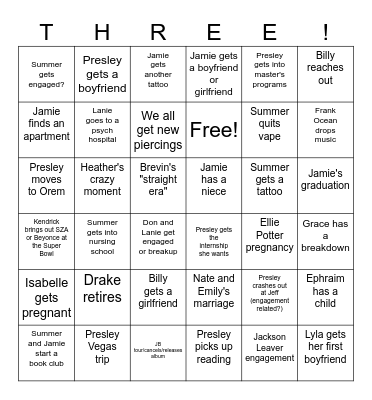 Terrible Trio 2025 Bingo Card
