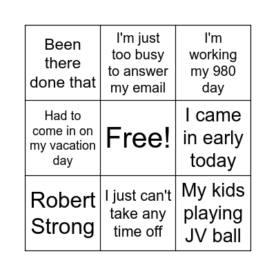 Andy Bingo Card