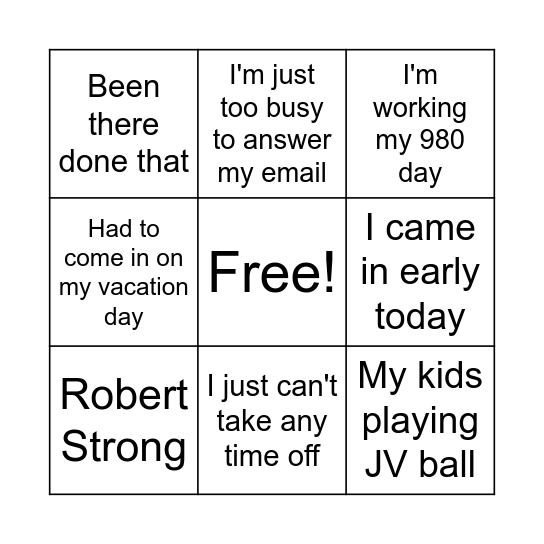 Andy Bingo Card