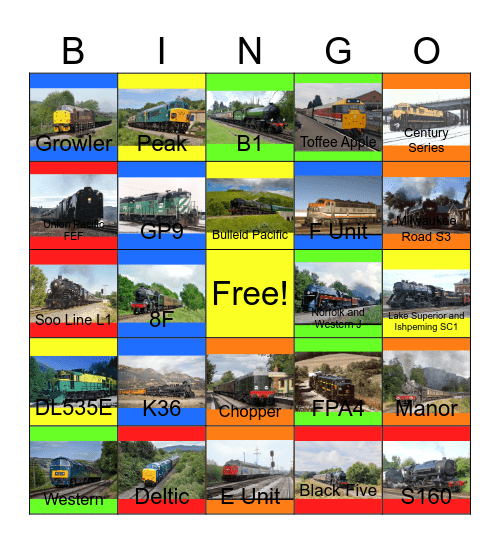 Imagine that Railway Lines would be activities for PWP one day Bingo Card