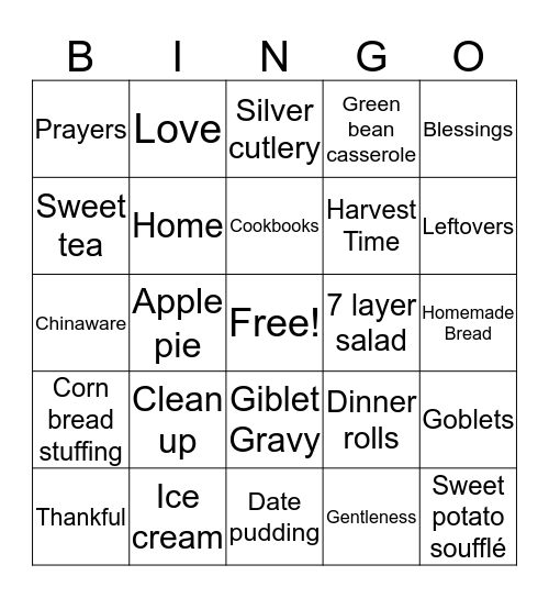 Old Fashioned Thanksgiving Bingo Card