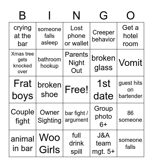 NYE 2 Buck BINGO Card