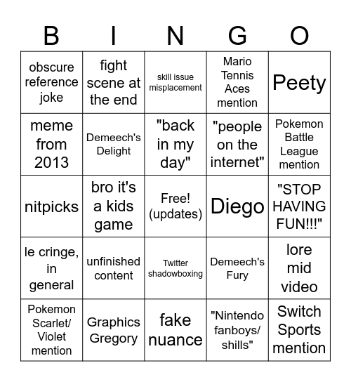 Demeech Bingo Card