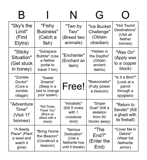 Craft Bingo Card