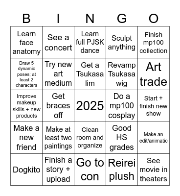 New Years Bingo Card