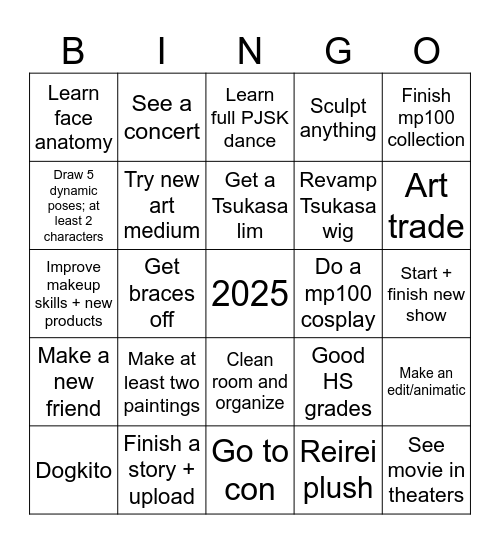 New Years Bingo Card