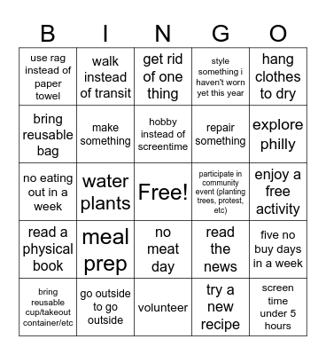 2025 Eco Bingo Card
