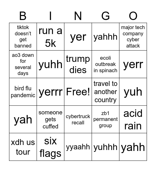 2025 Bingo Card
