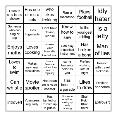 GOA Bingo Card