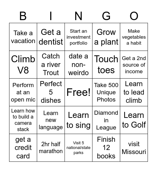 2025 Bingo Card