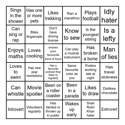 GOA Bingo Card