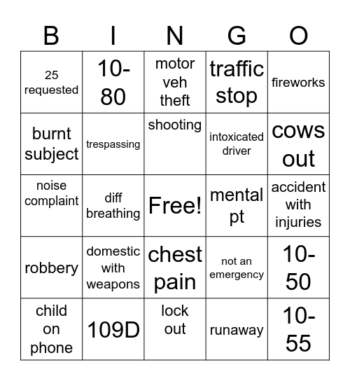 Lowndes 911 New Year!! Bingo Card