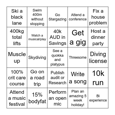 Quests for 2025 Bingo Card