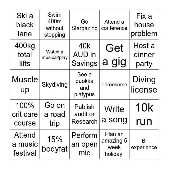 Quests for 2025 Bingo Card