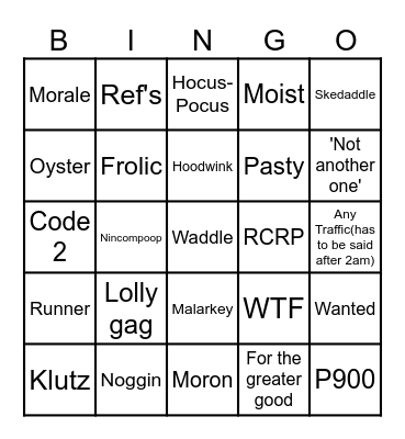 New Years Bingo Card