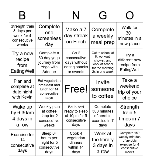 2025 Bingo Card Bingo Card