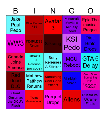 2025 Bingo Card Bingo Card