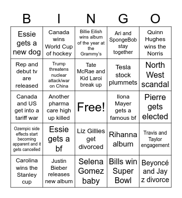 2025 Bingo Card Bingo Card