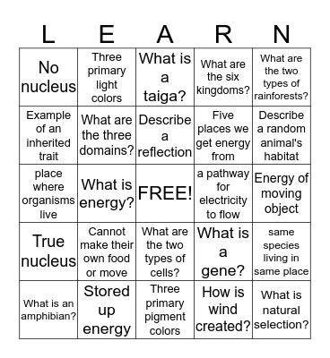 WHAT IS THAT SCIENCE SQUARE? Bingo Card