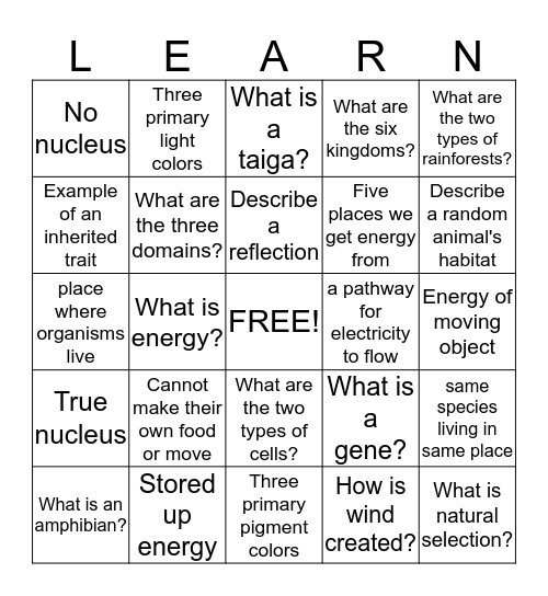 WHAT IS THAT SCIENCE SQUARE? Bingo Card