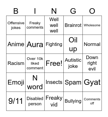 IG reals Bingo Card