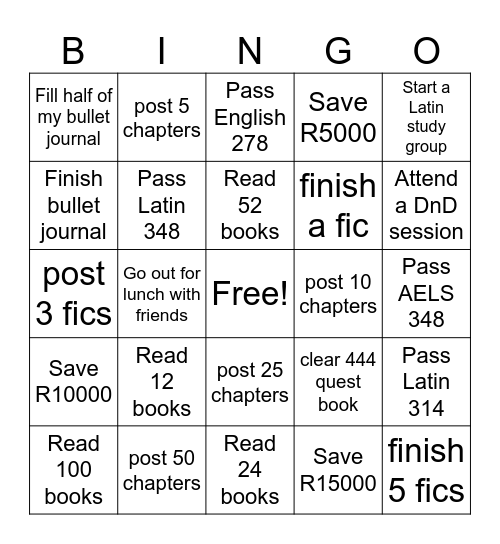 2025 Bingo Card