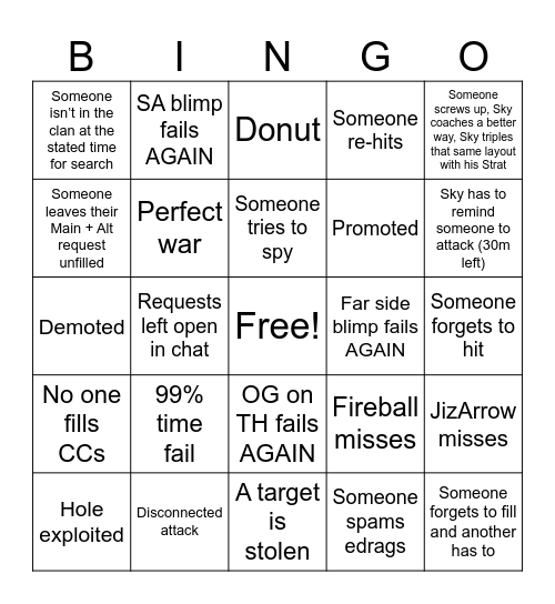 CWL Bingo Card