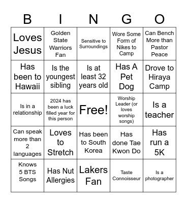 Human Bingo (PV Edition) Bingo Card