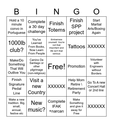 2025 New Years Bingo Card