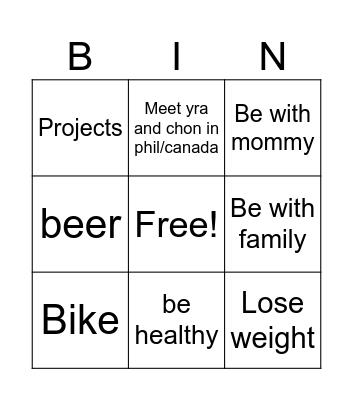 Dadson Bingo Card