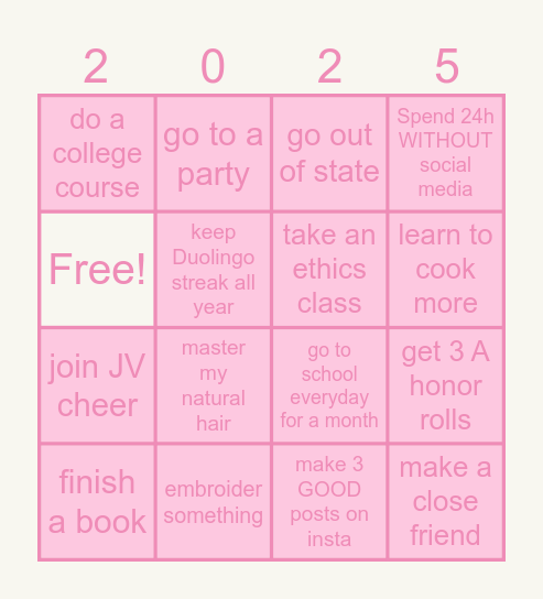 2025 BINGO Card