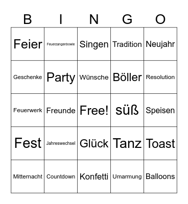 Silvester Bingo Card