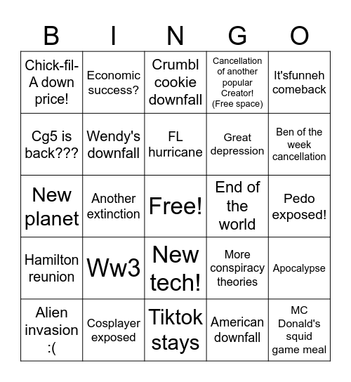 2025 bingo!! Bingo Card