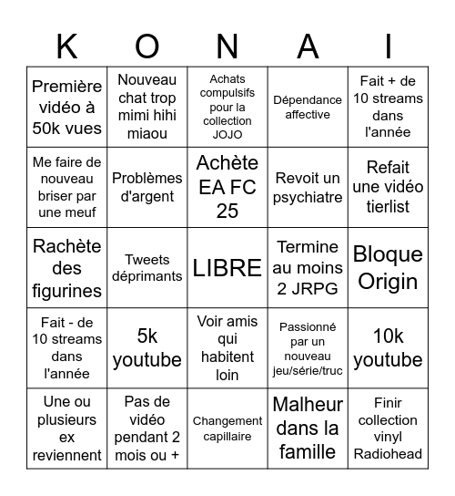 konai Bingo Card