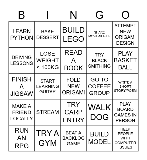 2025 Bingo Card